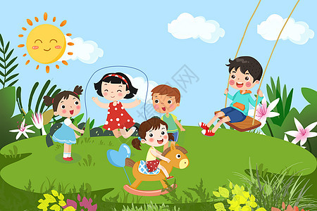 六一游玩的孩子背景图片