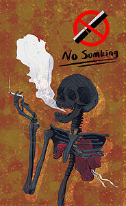 世界无烟日线稿插画图片