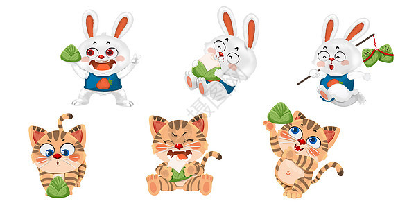 粽子小动物系列兔子猫米图片