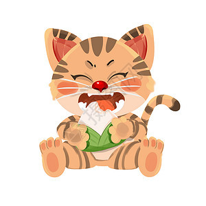 猫开心吃粽子图片