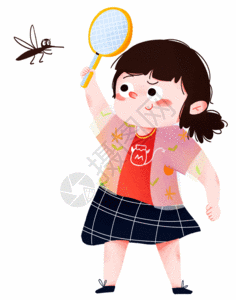 夏天小女孩打蚊子gif图片素材