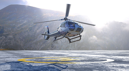 直升飞机停机坪场景设计图片