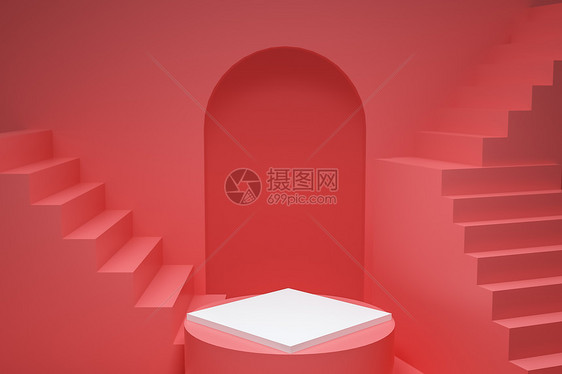 C4D简约粉色场景图片