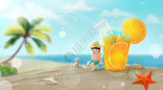 夏日清凉夏日橙汁饮料高清图片