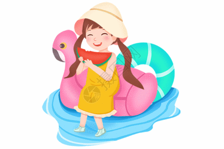 大暑gif弹吉他的女孩