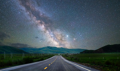 星空背景星空公路高清图片