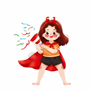 撒花的女孩gif图片素材