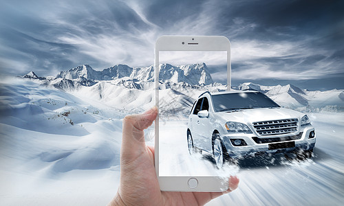 雪山风景手机拍摄设计图片