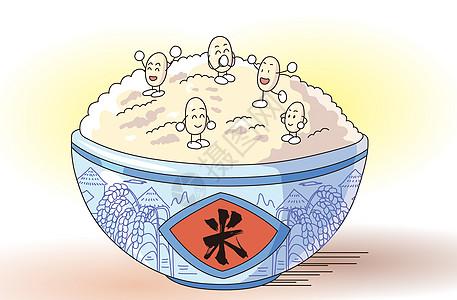 大米水稻饭米粒插画