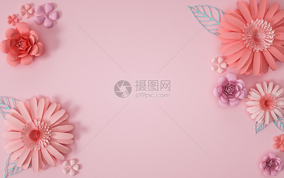 C4D立体花卉背景图片