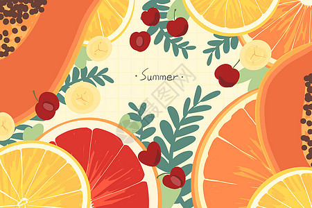 夏日水果壁纸背景背景图片