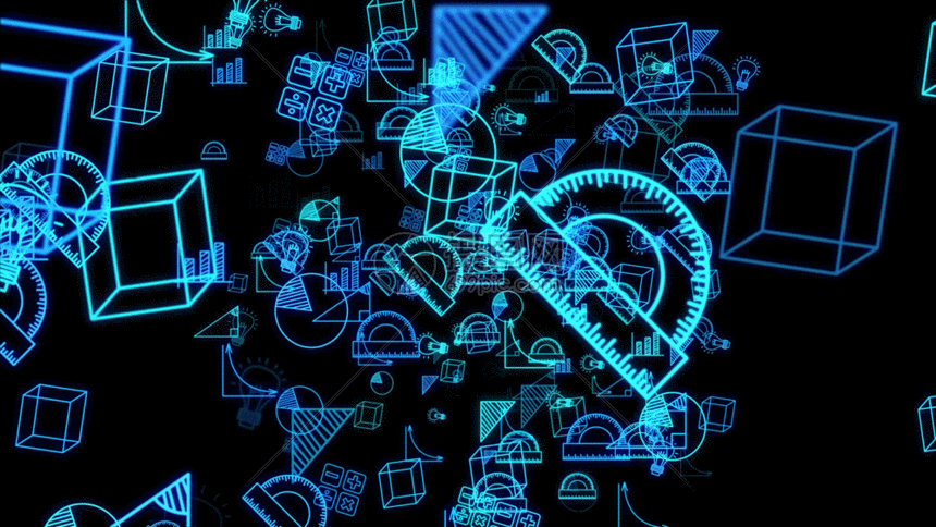4k数学科技符号蓝色元素gif动图图片-正版gif素材401760615-摄图网