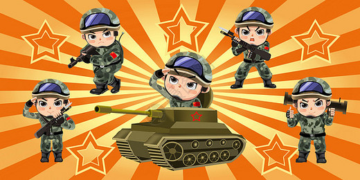 部队大楼插画_部队大楼卡通_部队大楼插图_手绘_板绘_摄图网