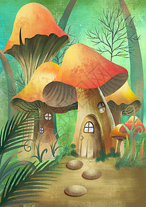 森林蘑菇林场景图片