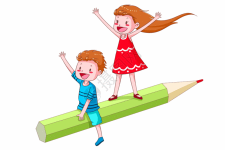 骑在笔上的小孩gif图片