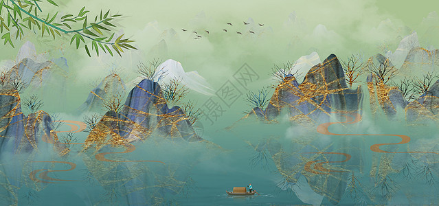 中式立体山水图片