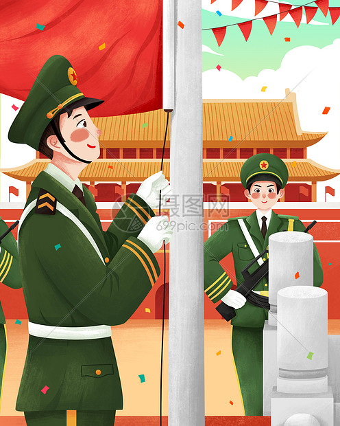 八一建军节军人升旗