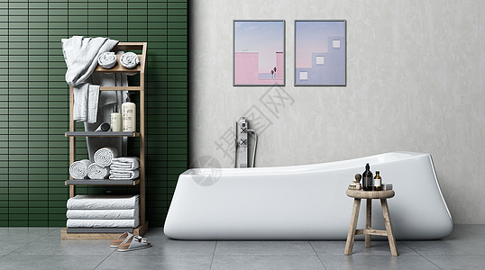 浴室家具极简风卫浴场景设计图片