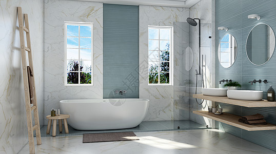 浴室淋浴极简风卫浴场景设计图片