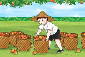 丰收苹果的农民果农高清图片素材
