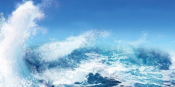 远山大海海浪背景设计图片
