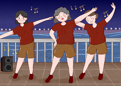 广场舞插画为妈妈跳舞高清图片