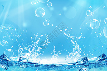水花背景蓝色水珠水滴高清图片