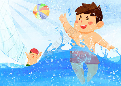 夏天海边打水上排球图片素材