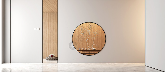中式家具极简中式茶室玄关场景设计图片