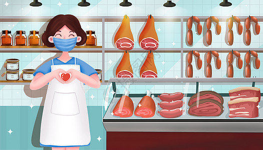 鱼籽酱肉类食品安全插画