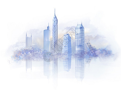 深圳中式城市地标建筑风景旅游背景图片