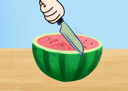 大暑禅大暑切西瓜gif高清图片