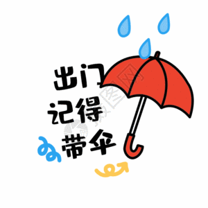 下雨伞出门记得带伞GIF高清图片