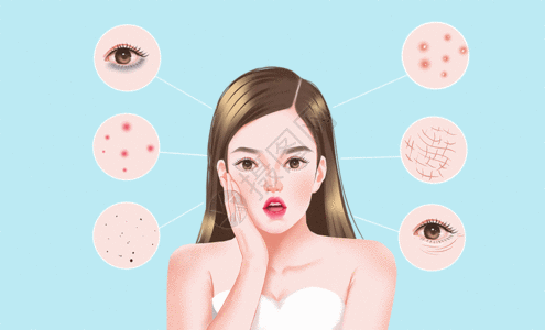 女性皮肤问题插画GIF图片