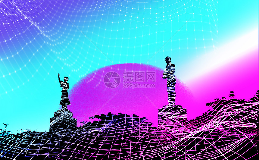蒸汽波背景图片素材 正版创意图片 摄图网