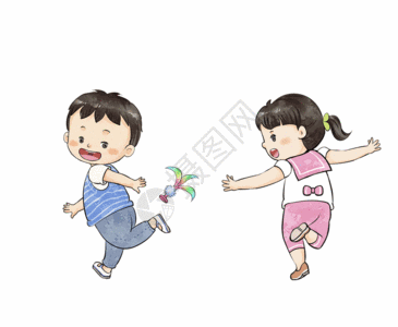 两个小孩踢毽子gif动图图片素材