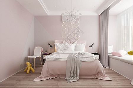 舒服的床北欧小清新卧室设计图片