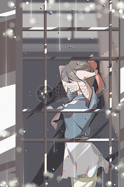夏季雨天窗台少女壁纸插画图片下载 正版图片 摄图网 夏季雨天窗台少女壁纸插画图片下载 正版图片 摄图网