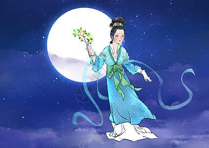 中秋传说嫦娥奔月图片