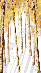 秋天的白桦林竖图运营插画背景图片