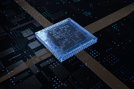 C4D立体科技芯片场景图片