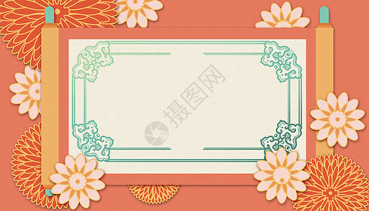 中式花卉背景背景图片