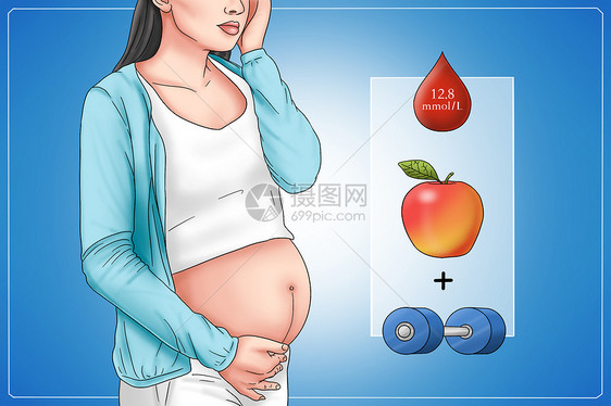 糖尿病类型妊娠糖尿病医疗插画图片