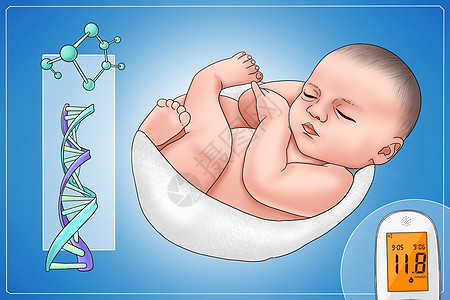 糖尿病类型新生儿糖尿病医疗插画图片