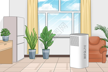 室内空气净化预防肺癌医疗插画图片