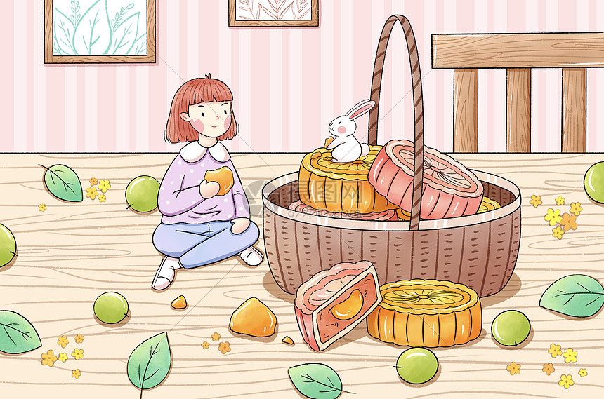 中秋节手绘月饼