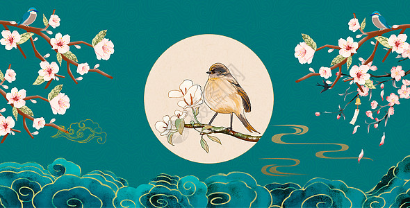工笔画背景中国风花卉底纹高清图片