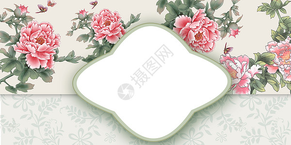 中国风标签中式花卉背景设计图片