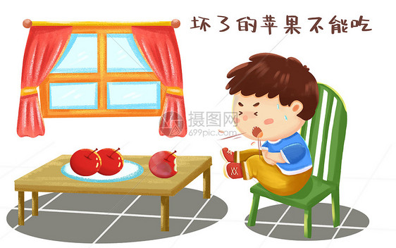 食物中毒儿童插画图片