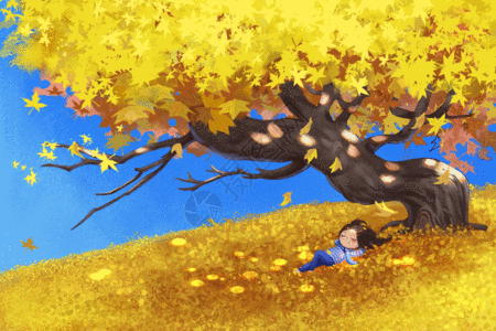 深秋的落叶GIF图片